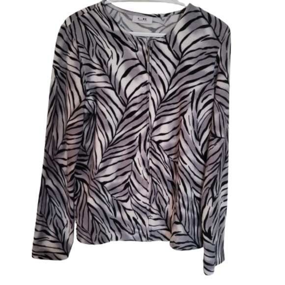 𝅺ZIPPER cardigan vest, zebra print - Picture 1 of 6